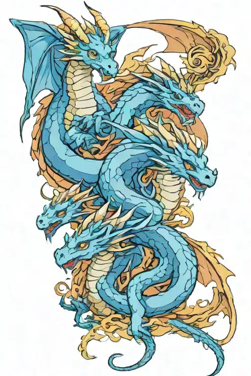 2 Adult Dragons Watching 4 Young Dragons