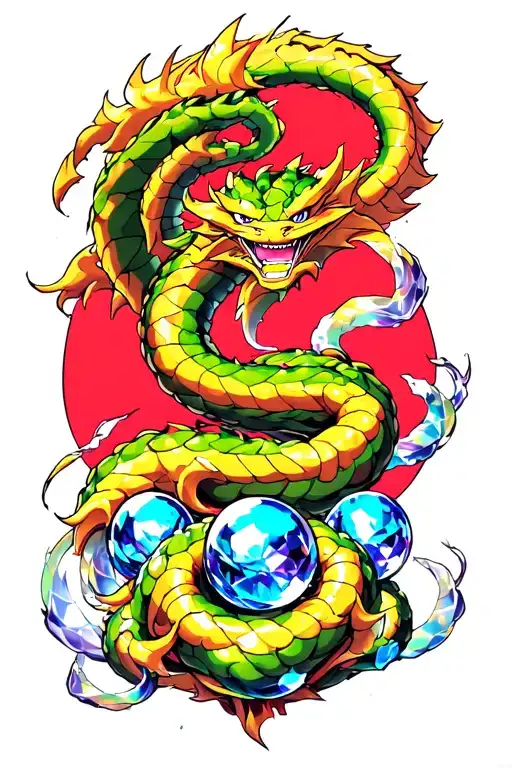 Dbz Shenron Tattoo Rising On The Arm With The Seven Crystal Balls