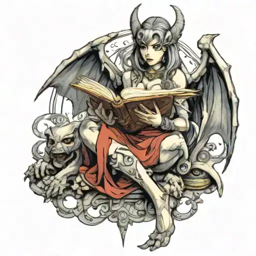 Female Gargoyle Warrior Reading