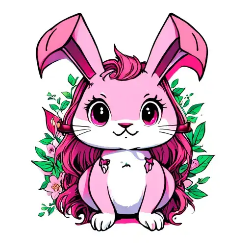 Pink Bunny With Devil's Horns