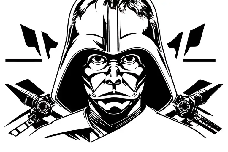 Half Luke Skywalker Half Vader Face