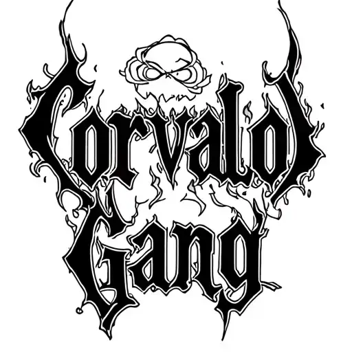 Gang Tattoo With Name Corvalol Gang With Dangerous Font
