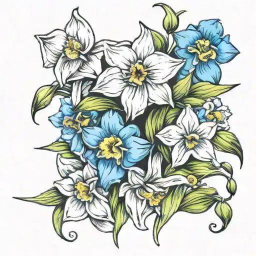 Dad Fingerprint Narcissus Sweet Pea Forget Me Not