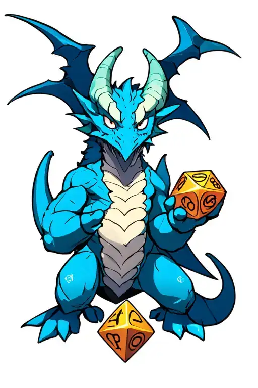 Bahamut Holding A D20 Dice