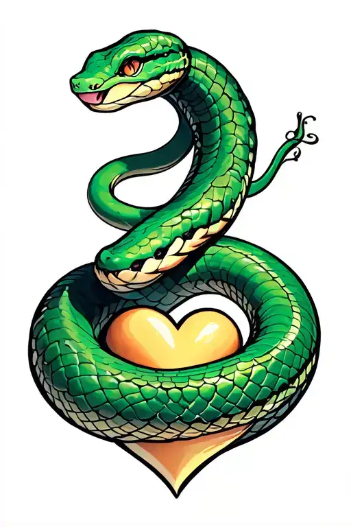 Snake Wrapped Around Dango Forming A Heart Shape