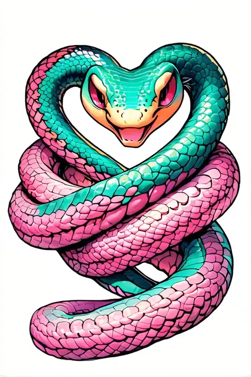 Snake Wrapped Around Dango Forming A Heart Shape