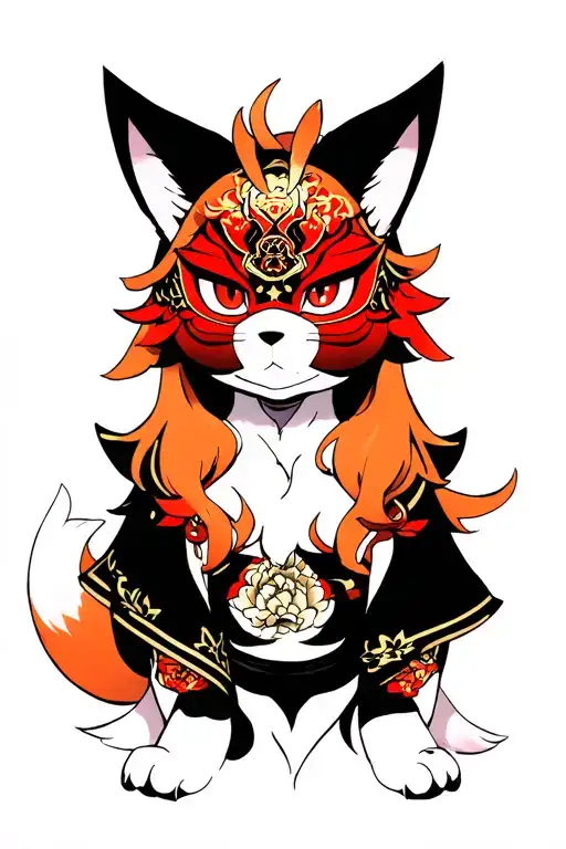Kitsune With Hanya Mask