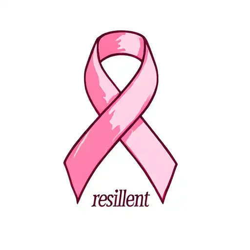 Breast Cancer Symbol Intertwined With The Word Resilient