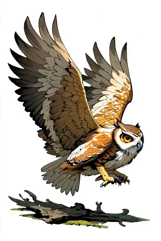 Owl Landing Open Wings