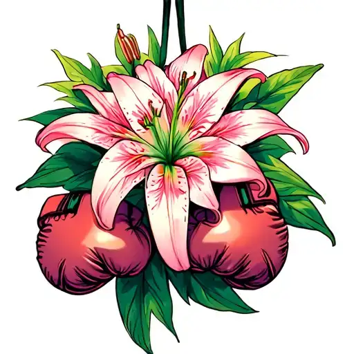 Spider Lily Flowers And Boxing Gloves Hanging