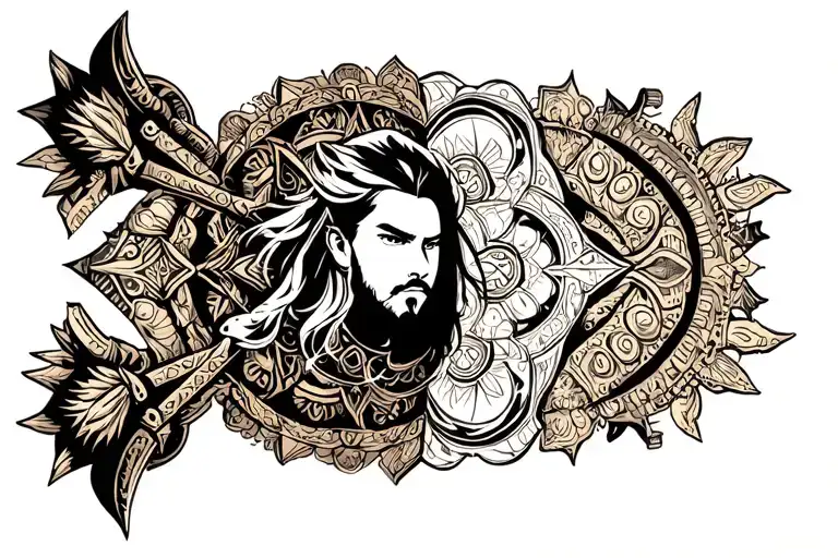 Mandala And Viking Warrior