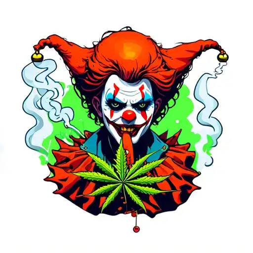 Evil Clown With Alien Smoking Weed