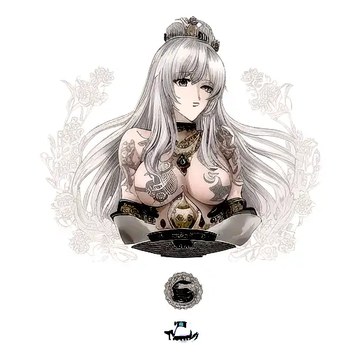 Tattoo Of A Chess Piece Of A Queen Being Protected By A Representation Of The Gemini Zodiac Sign