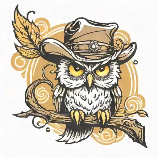 Owl With Cowboy Hat Adorned
