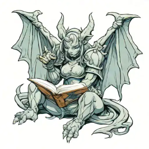 Female Gargoyle Warrior Reading