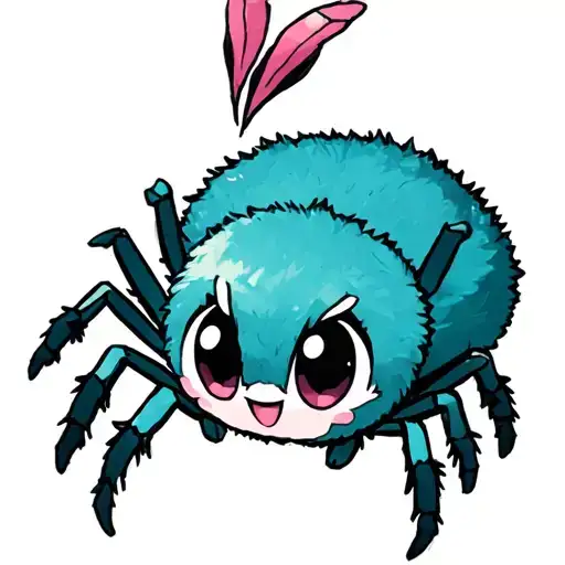 Cute Fluffy Spider With Big Eyes And Short Fluffy Legs Drawn With Pencilsminimum Detailscolor