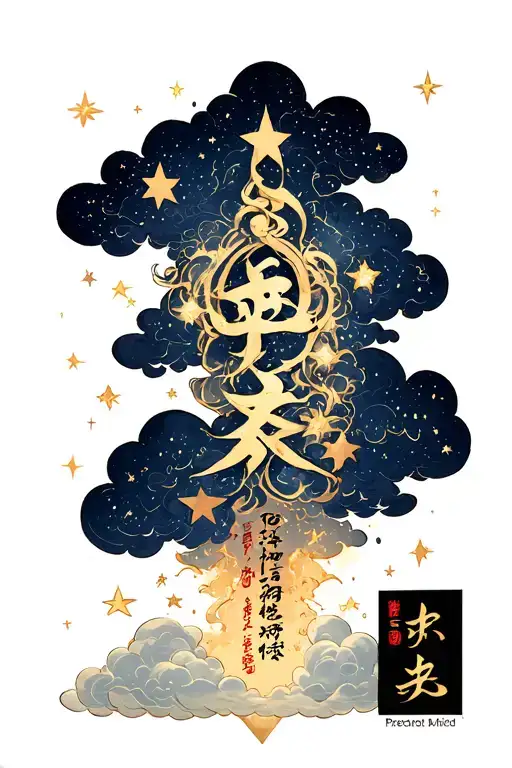 Biblical Cloud And Proverb In Japanese And Star