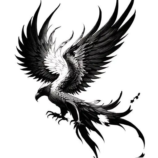 Phoenix Rising Into Chest Tattoo Design