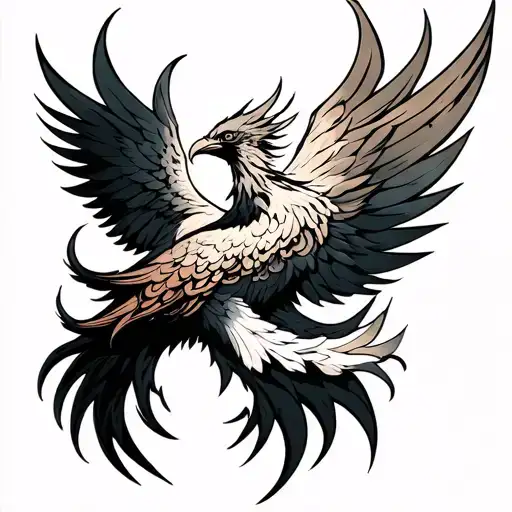 Phoenix Rising Into Chest Tattoo Design