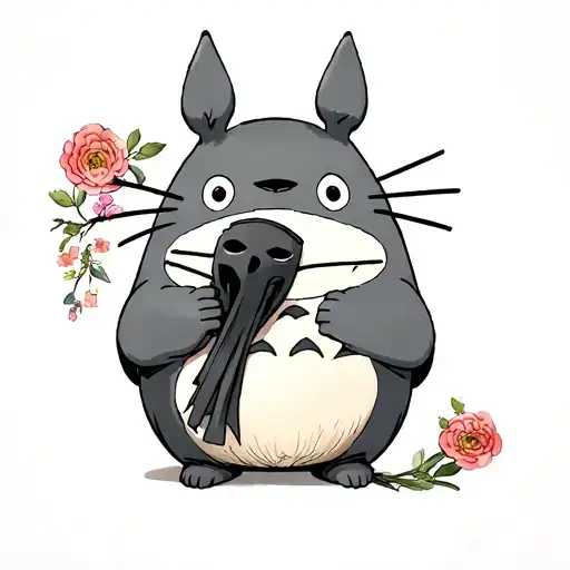 Totoro Holding Noface Mask