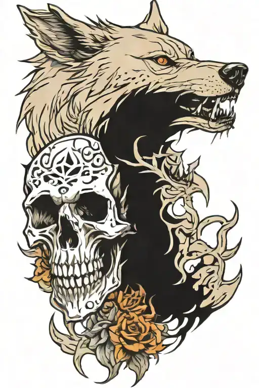 Wolves And Skull