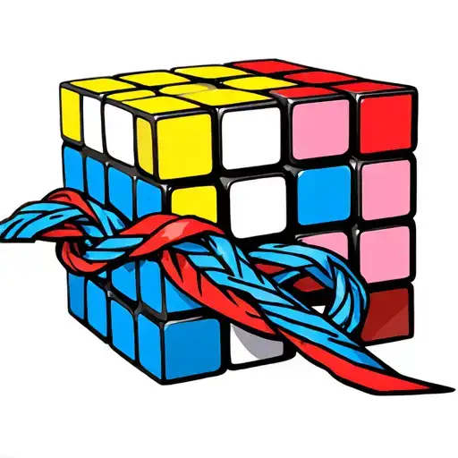 Rubix Cube With Windsor Knot Neck Tie Around It