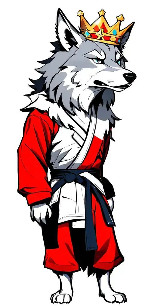 Wolf With A Big Crown On His Shoulder A Small Karate Sketch A Small Star