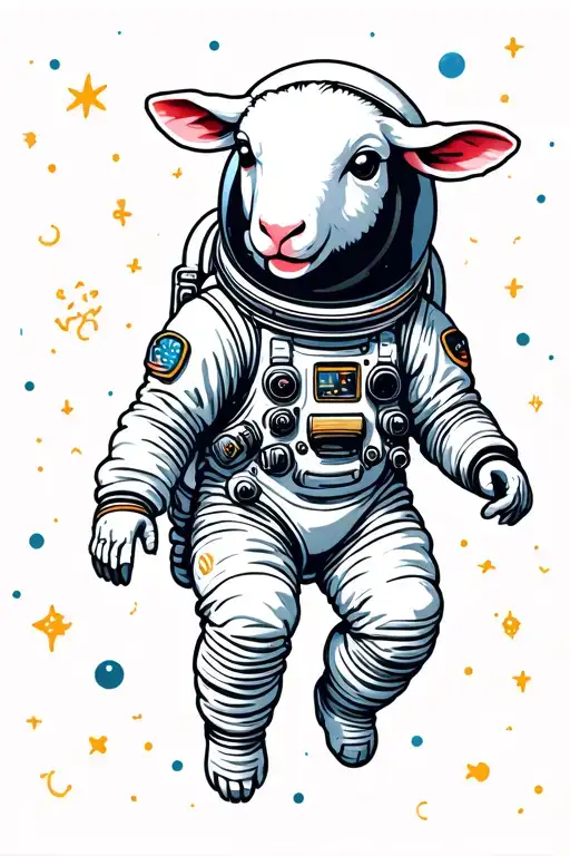 Astronaut Floating In Space With Sheep Head