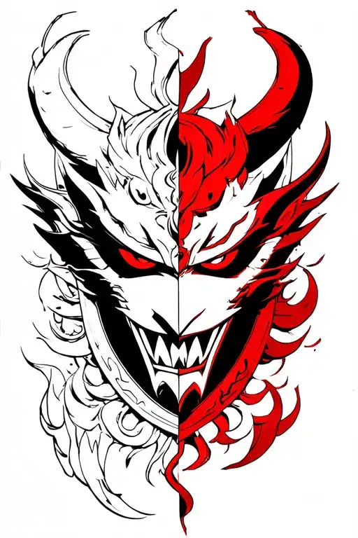 Oni Mask Split In Half