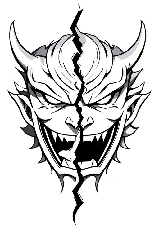 Oni Mask Split In Half