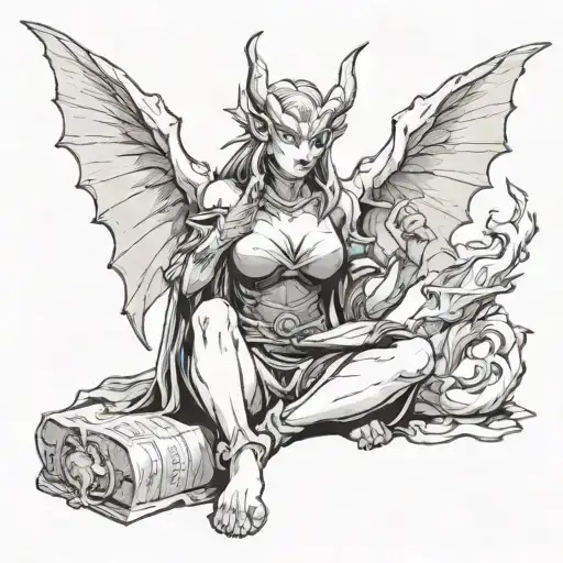 Female Gargoyle Warrior Reading