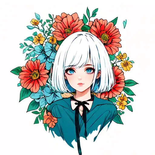 Girl With Short White Hair