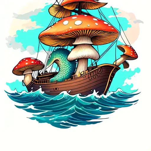 Mushroom Merman Sunbathing On A Ship