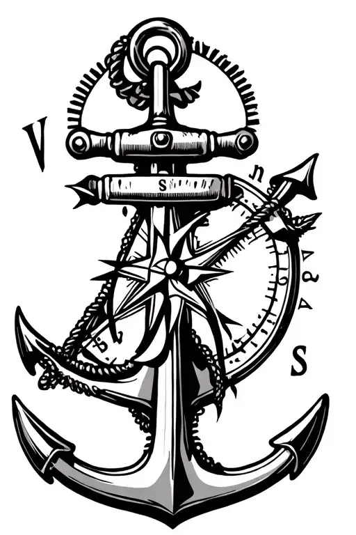 Compass Rose With Anchor