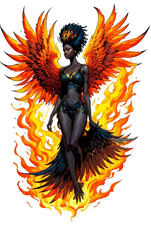 Black Woman Phoenix Rising From The Ashes