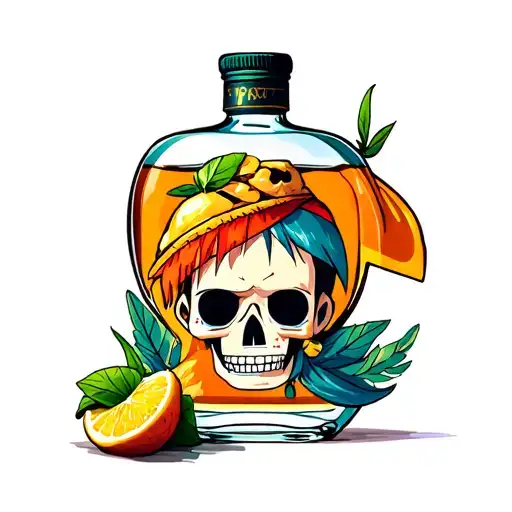 One Piece Of Rum Bottle With