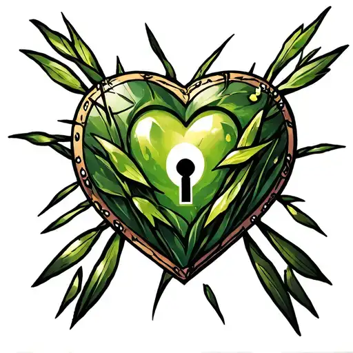 Grass Pokemon Diamind Heart Shaped Lock
