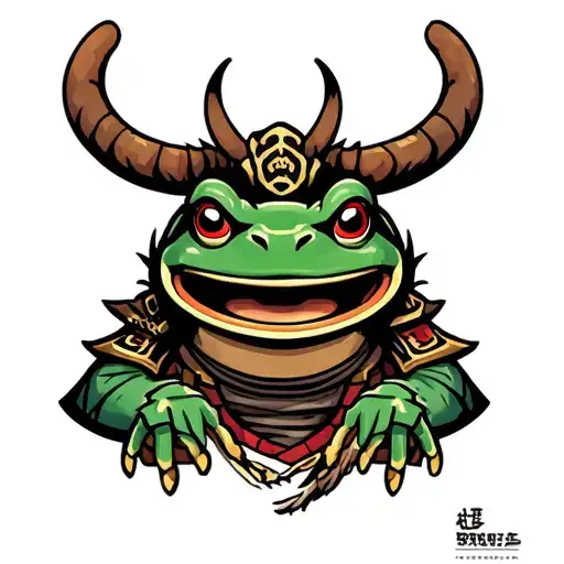 Samurai Toad Wearing Oni Mask