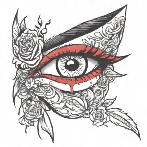 Sexy Full Red Lips Parted With An Eyeball Looking Seductivly Out Of Mouth