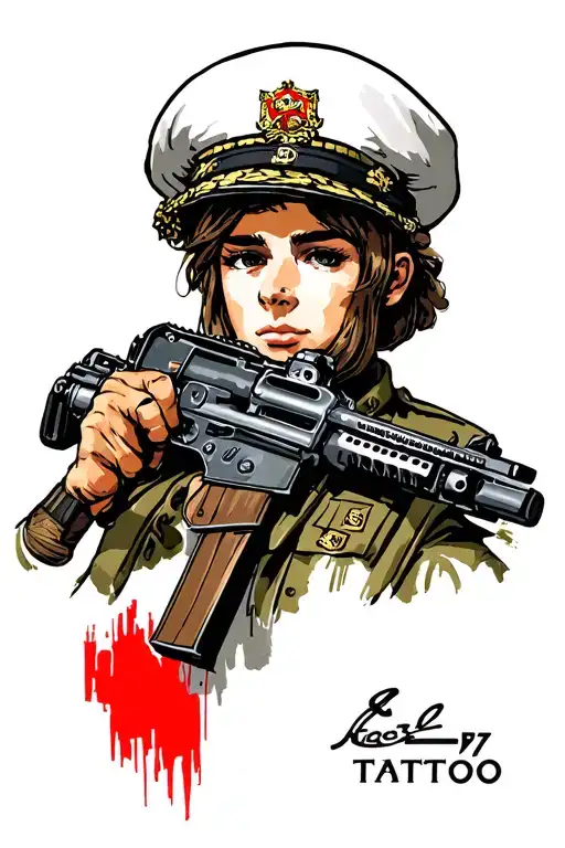 Sailor In The Uniform Of The Ussr Navy With An Ak-74 Assault Rifle