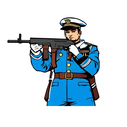 Sailor In The Uniform Of The Ussr Navy With An Ak-74 Assault Rifle