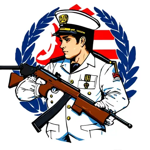 Sailor In The Uniform Of The Ussr Navy With An Ak-74 Assault Rifle