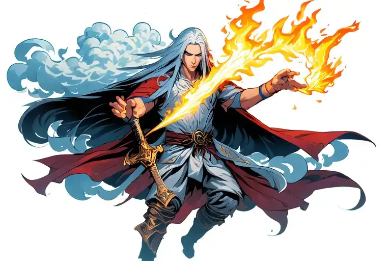 Cloud With Ice Magic Coming From His Hands Fighting Sephiroth With Flame Sword