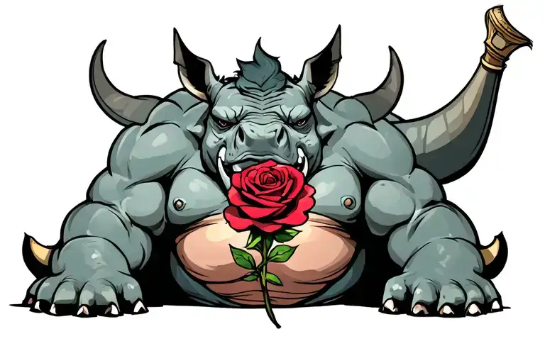 Rhino With A Rose In His Stomach