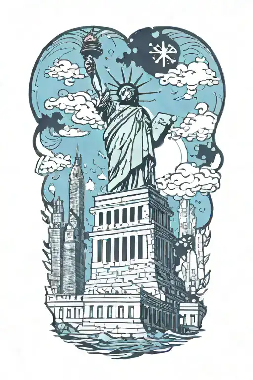 Nyc Skyline With Statue Of Liberty Face Puzzle Piece