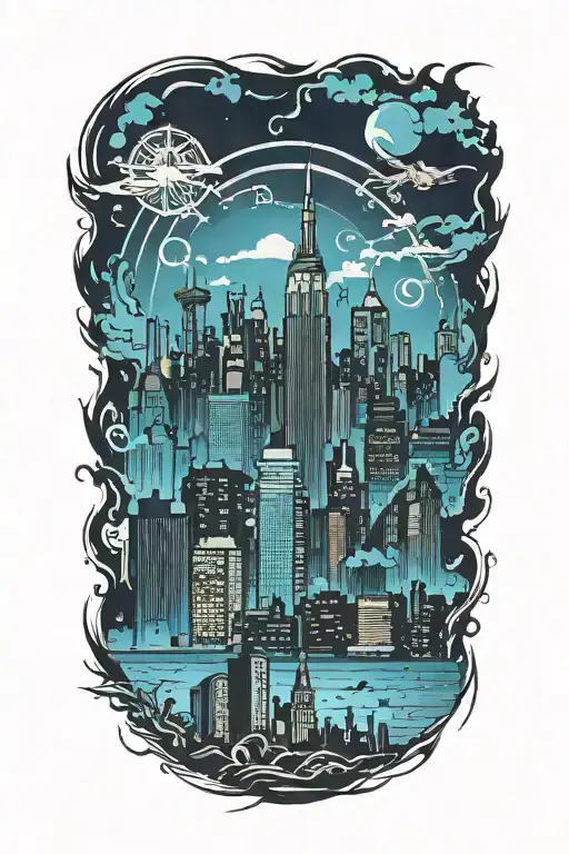 Nyc Skyline Gotham City Inspired