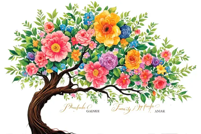 A Floral Family Tree With Names On The Upper Arm Can Be A Stunning And Unique W