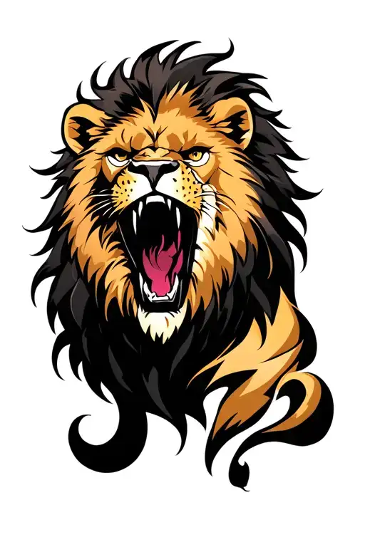 The Face Of A Lion Roaring With Scar In The Eye