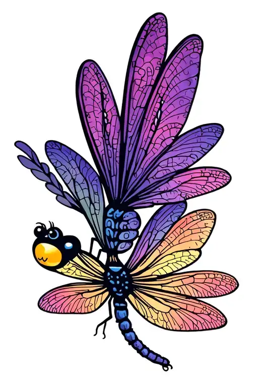 Dragonfly Simple Outline With Initials B A B In Its Tails