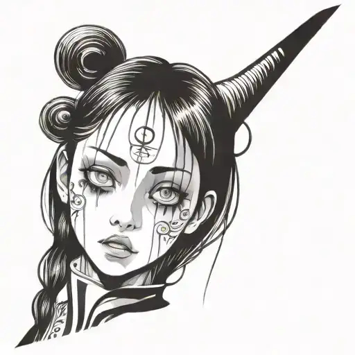 Black And White Anime Girl Character Horror Junji Ito Style